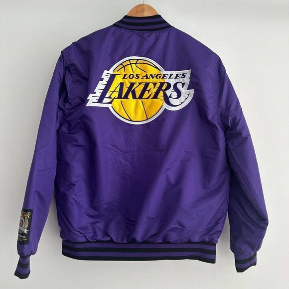 NBA Other - NEW LA Lakers Jacket Mens Small NBA Purple Bomber Varsity Spell Out Basketball